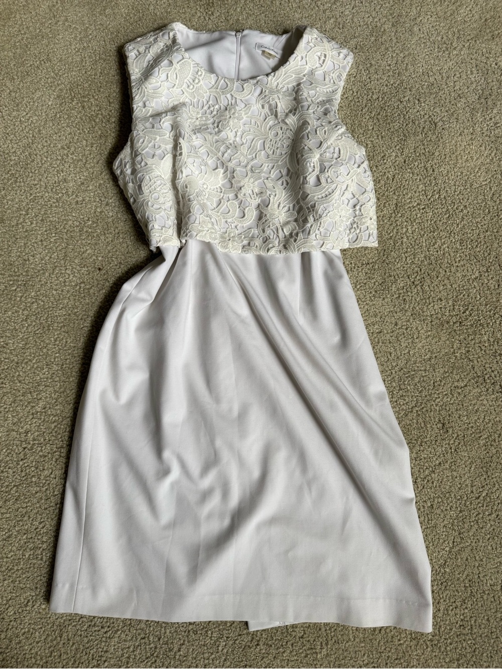 Calvin Klein White Lace Bodice Midi Dress